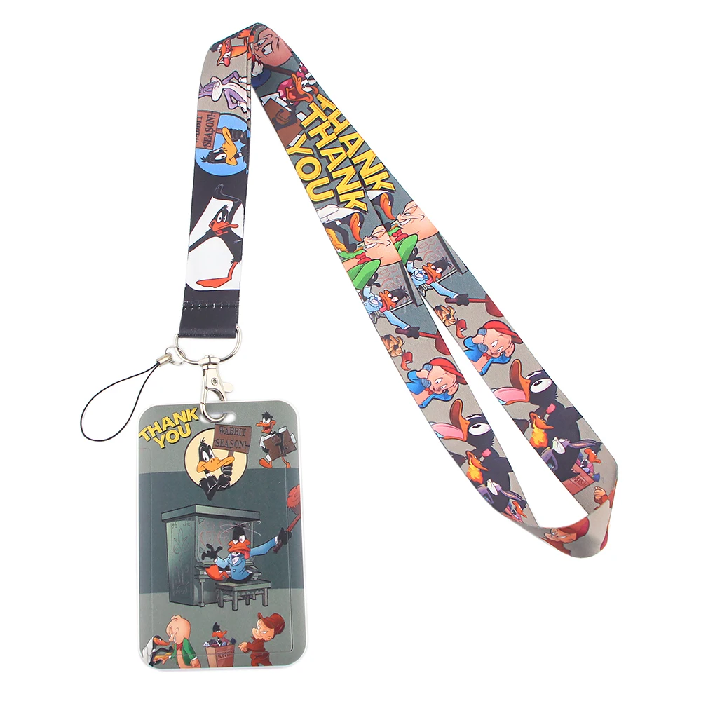 

ER657 Cartoon Duck Pig Creative Lanyard Card Holder Student Hanging Neck Phone Lanyard Badge Subway Access Card Holder