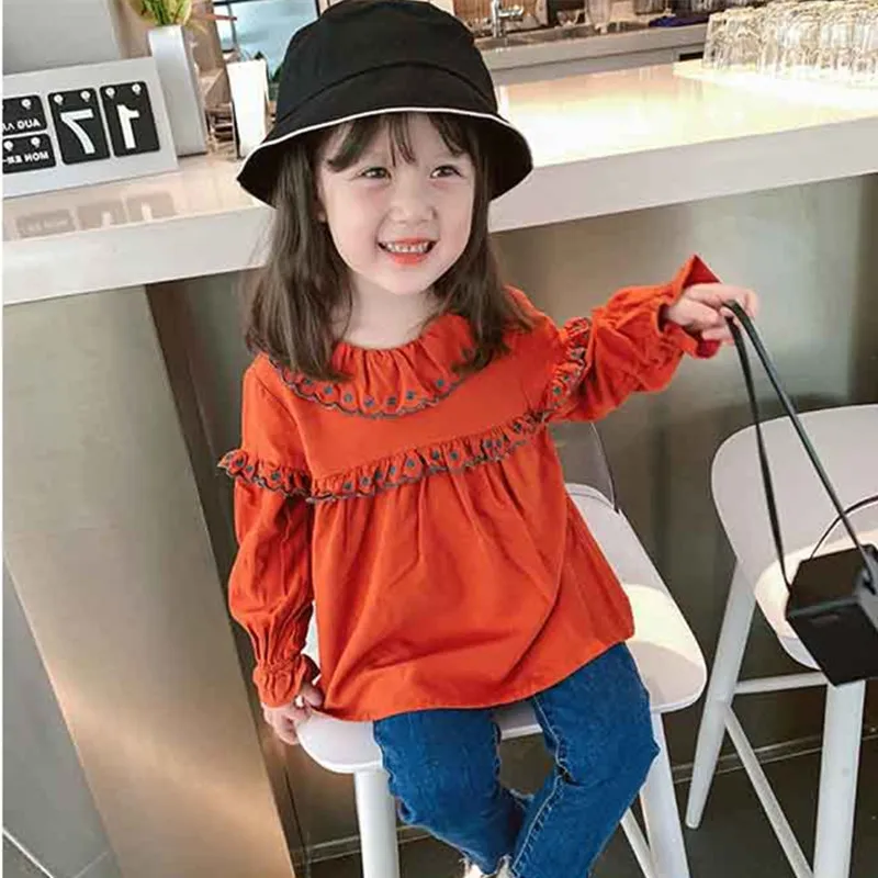 

Girls Baby's Kids Blouse Jacket Outwear 2021 New Spring Autumn Top Long Sleeve Shirts Cotton Princess Children's Clothing