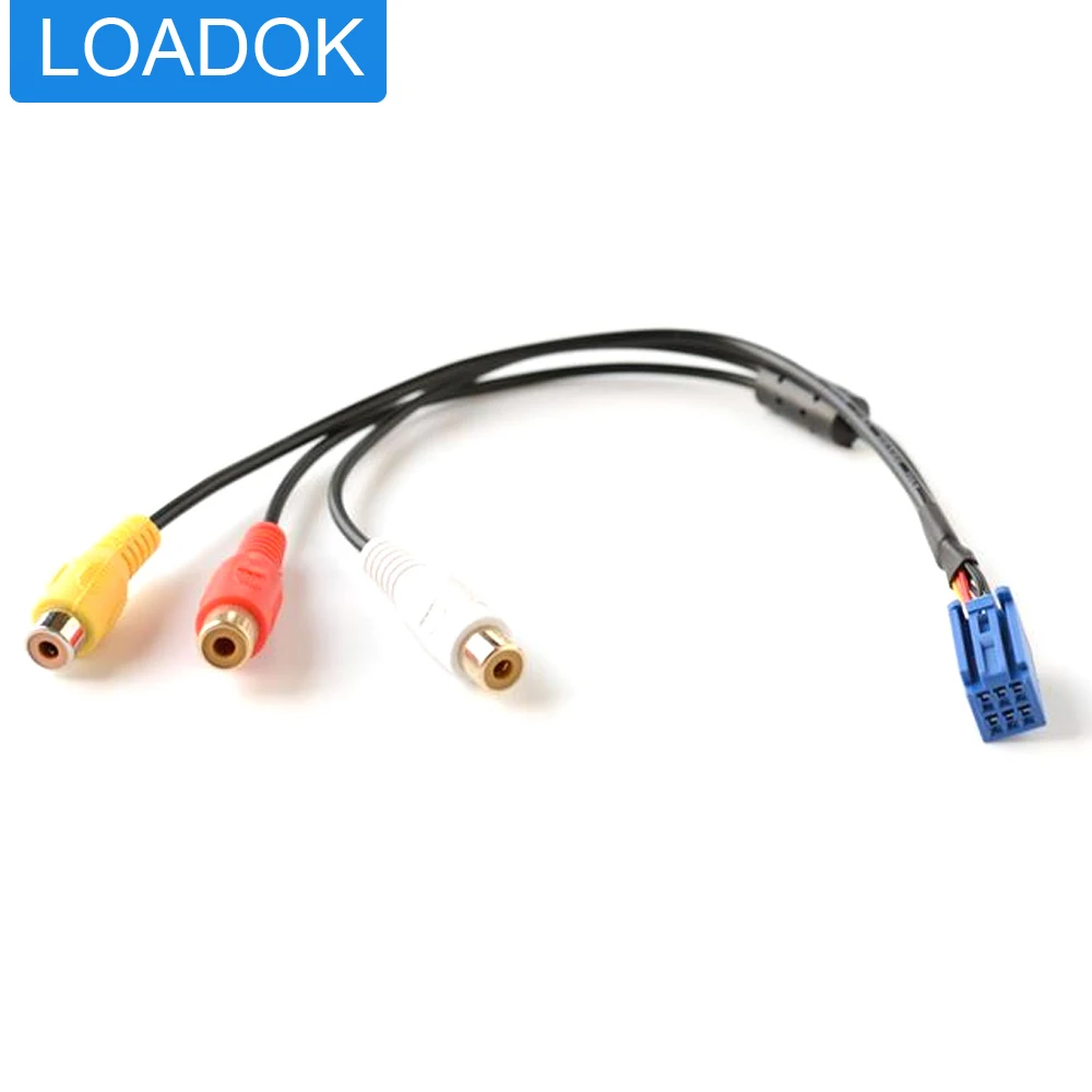 6 Pin Plug Extend 3 RCA Audio Vedio Input Car Cable Adapter For Toyota DVD Navigation Headunit Blue AV Port