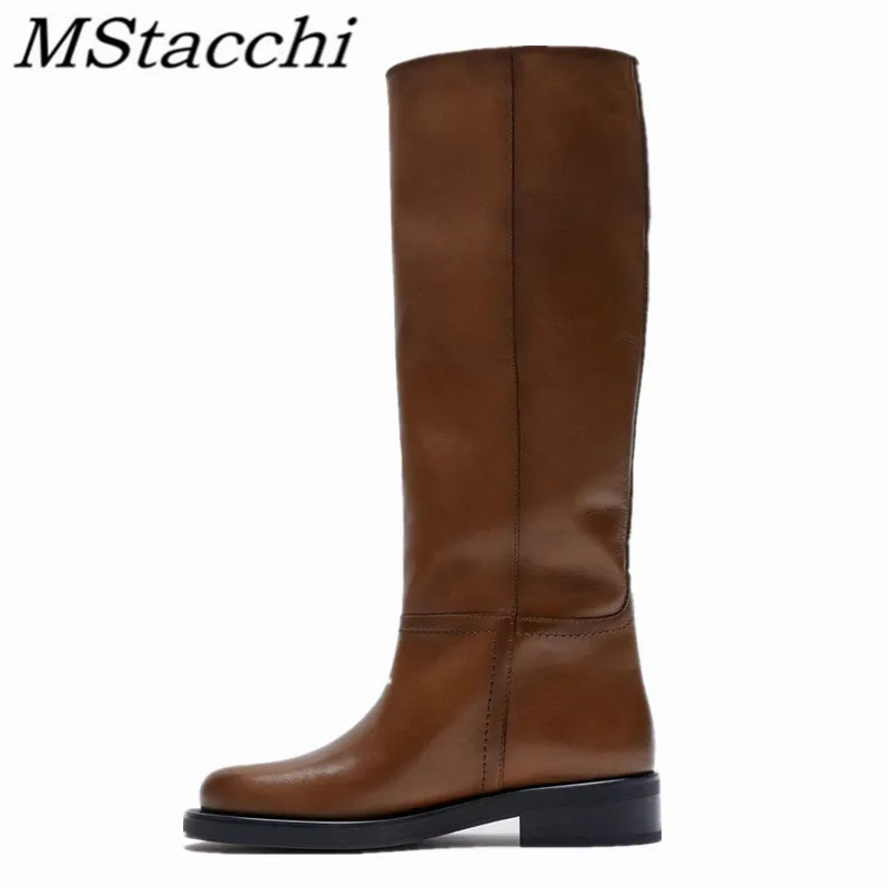 

Женские лаконичные сапоги до колена с круглым носком на необработанном каблуке, однотонная Дизайнерская обувь без шнуровки, длинные сапоги...