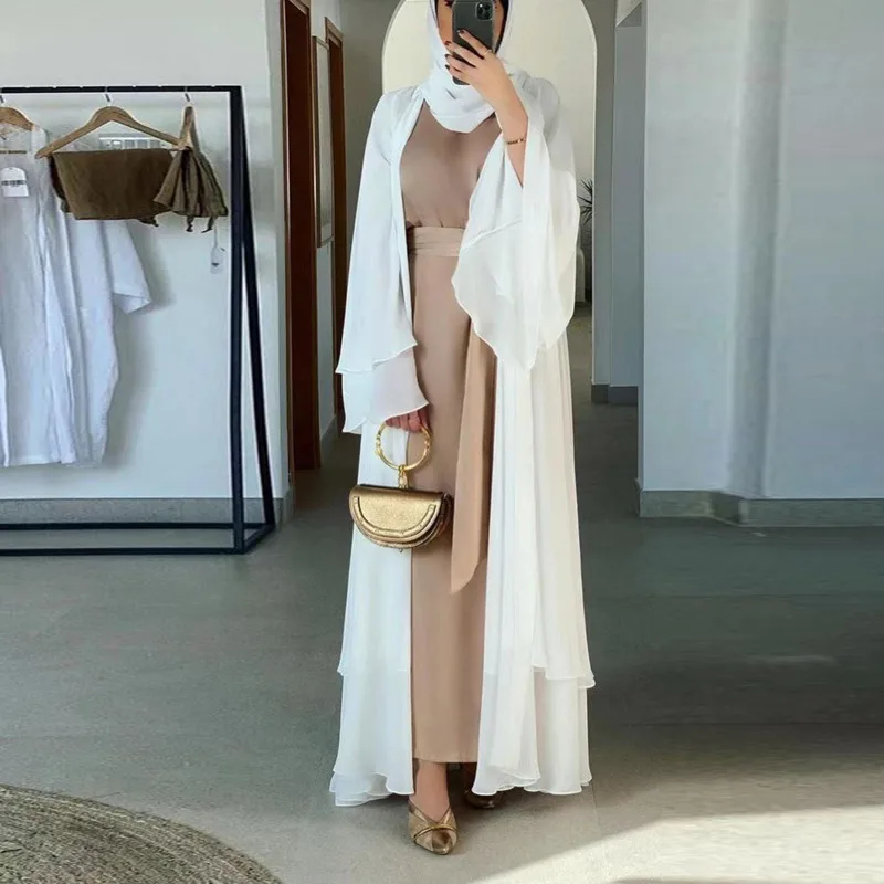 Открытым абаи кимоно Дубай Турция Кафтан мусульманских кардиган платья абайя для женщин 2021 повседневная одежда для детей Robe Femme Кафтан Исла...