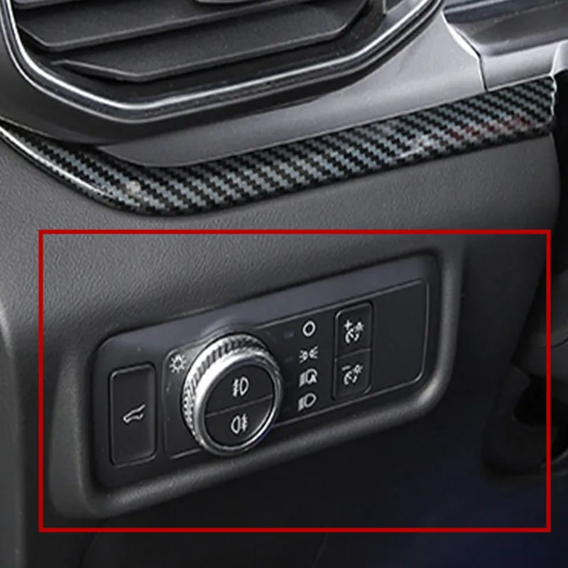 

ABS Carbon Fiber For Ford Explorer 2020 2021 Car Headlamp Light Adjustment Switch Control frame Trim Car styling Accessories1pcs