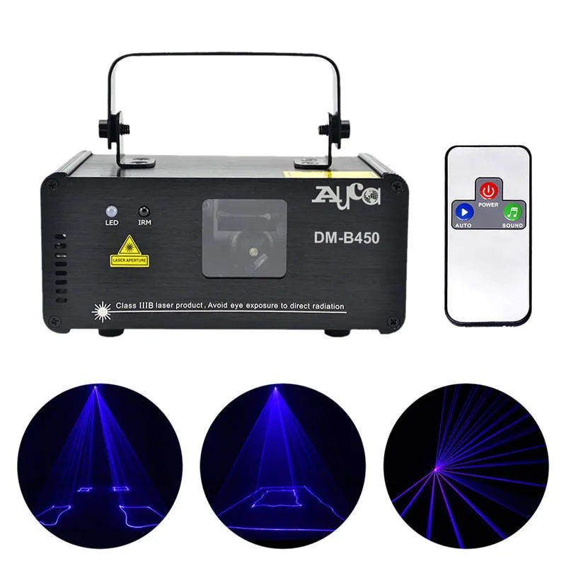 AUCD IR Sound Remote 8 CH DMX 450mW Blue Line Ray Scanner Laser Projector Light Disco DJ Party Effect Show Stage Array Lighting | Лампы и