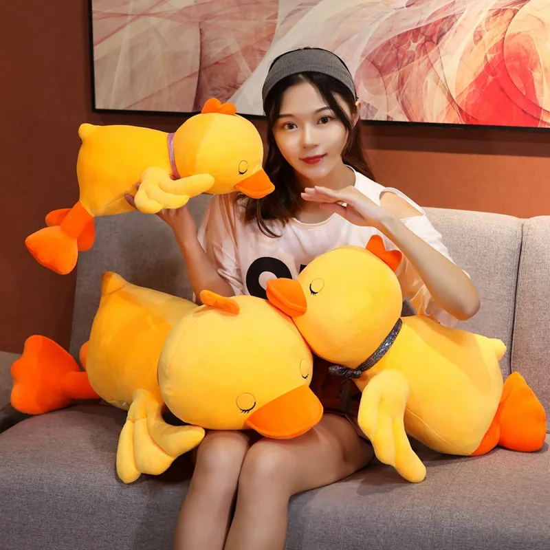 Мягкая Лежащая утка Симпатичная желтая плюшевые игрушки для детей мягкая