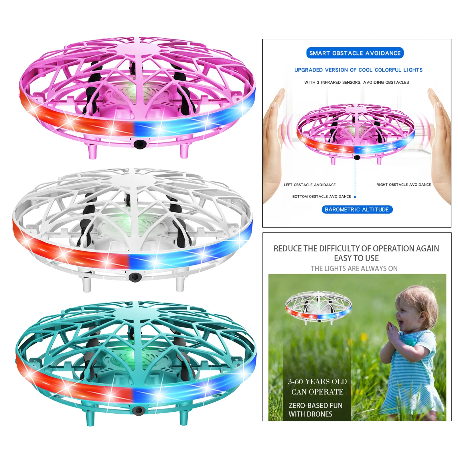 

Hand Operated Mini Drone for Kids Adults Self Flying UFO Interactive Aircraft
