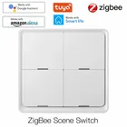 Умный беспроводной кнопочный переключатель Tuya ZigBee, 4-ходовая панель, контроллер с питанием от батареи, с выключателем Zigbee Gateway