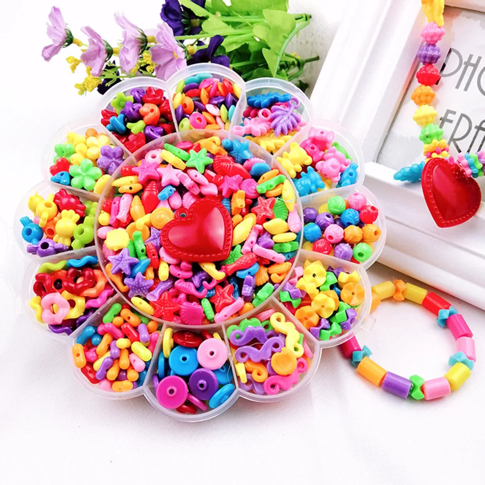 

DIY Handmade Beaded Children's Toy Creative Loose Spacer Beads Crafts Making Bracelet Necklace Jewelry Kit Girl Toy Gift