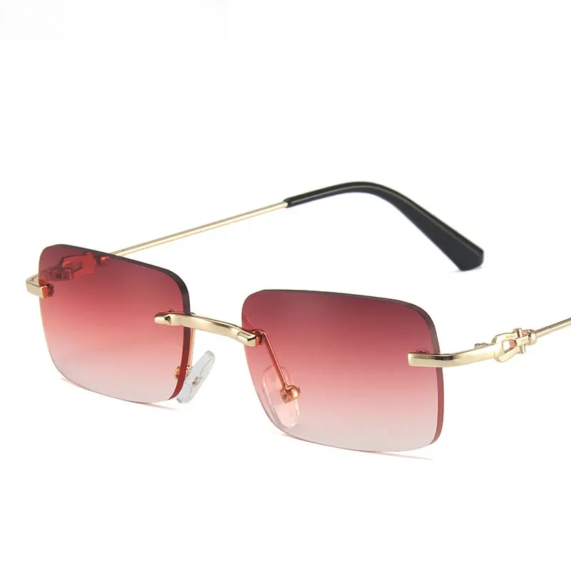 

2021 Fashion Square Sunglasses New Small Women Rimless Sun glasses Shades Luxury Brand Metal Sunglass UV400 Eyewear