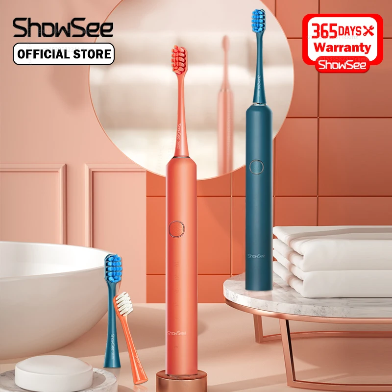 

Электрическая зубная щетка ShowSee D2, беспроводная водонепроницаемая Индукционная зубная щетка для отбеливания зубов с вибратором