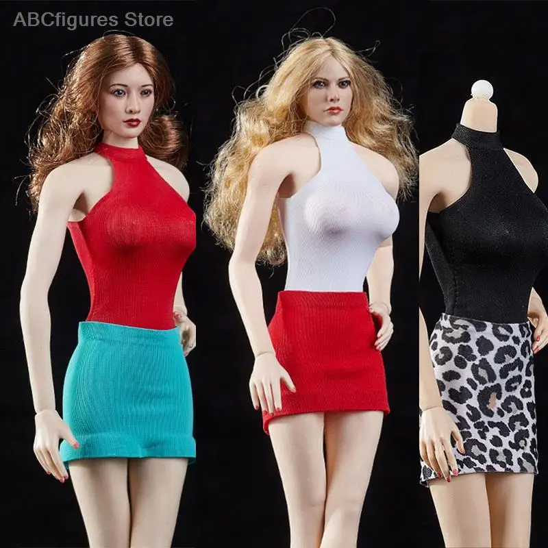 

JIAOU DOLL 1/6 Red Vest Shirt Blue Skirt Dress Clothes Toy for 12" Female Figure