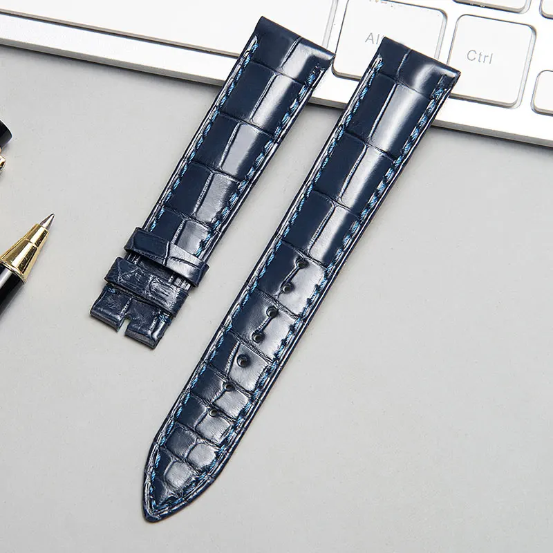 

New FUYIJIA Blue Crocodile Skin Watch Band Men Genuine Leather Belt Handmade Alligator Strap 16MM 18MM 20MM 22MM 24MM Watchbands