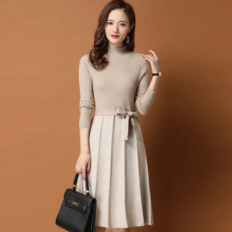 Женское трикотажное платье-трапеция повседневное короткое винтажное платье с