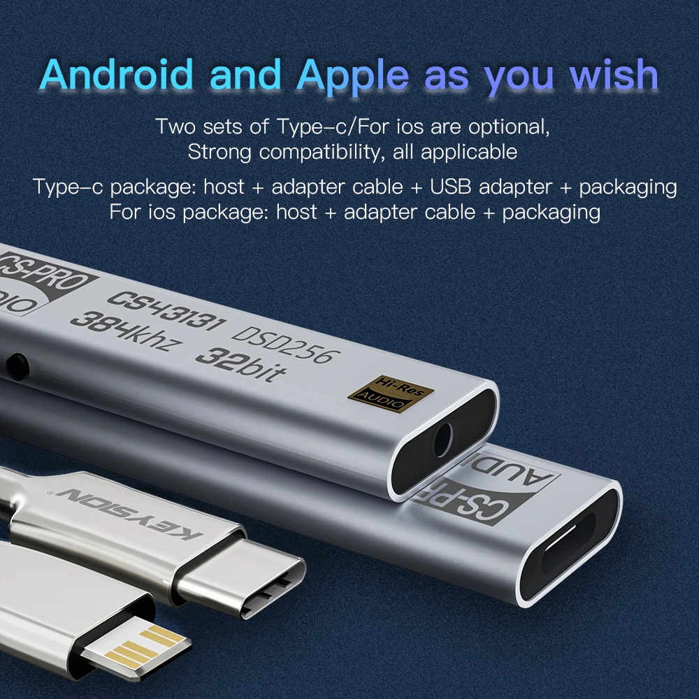 Hi-Fi декодер KEYSION DSD256 с двумя аудио чипами USB TYPE-C на 3 5 мм усилитель для наушников