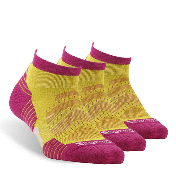 3 pair yellow pink Беговые носки, ZEALWOOD Мужские Женские антиблистерные носки для велоспорта спортивные носки для гольфа Антибактериальный увлажняющий, 1/3 пар - Цвет: 3 pair yellow pink