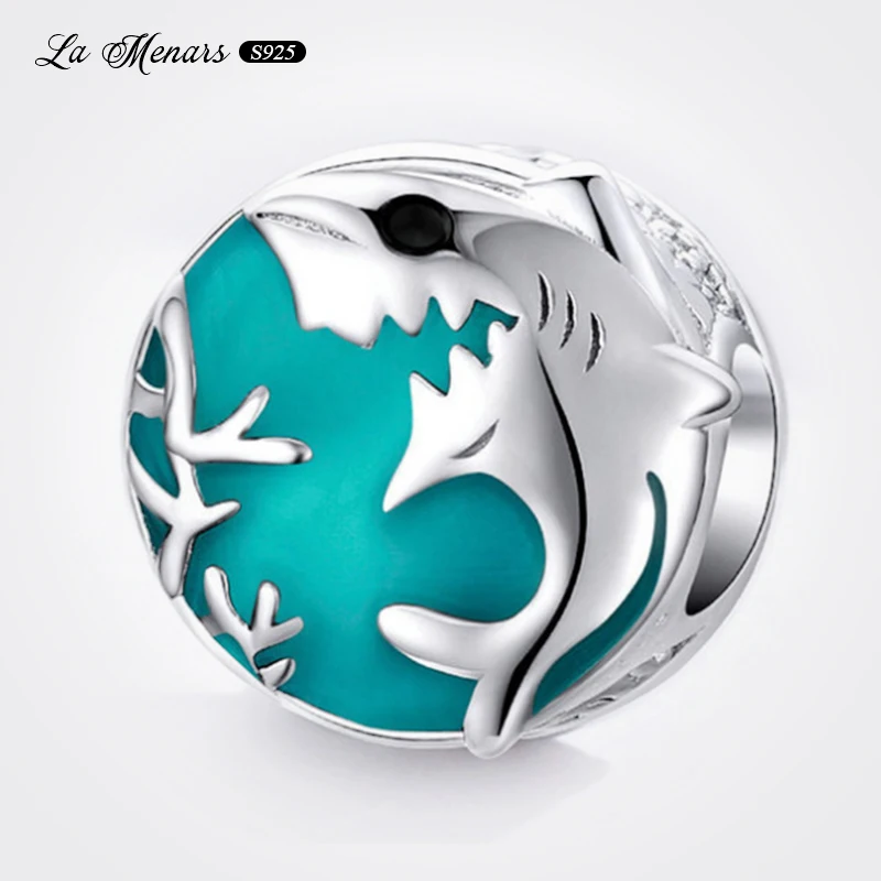 

SSilver покрытие Deep Sea Shark Bead Fit Original Pandora Charm браслет для женщин ювелирные изделия DIY Сделай Сам забавное украшение