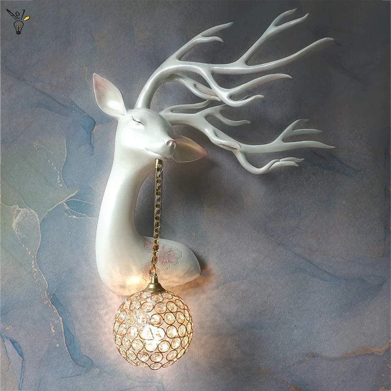 Nordic New Luxury Wall Lights Led Cute Deer Head Wall Lamp Stair Lighting Living Room Background Wall Decor Bedroom Wall Sconce