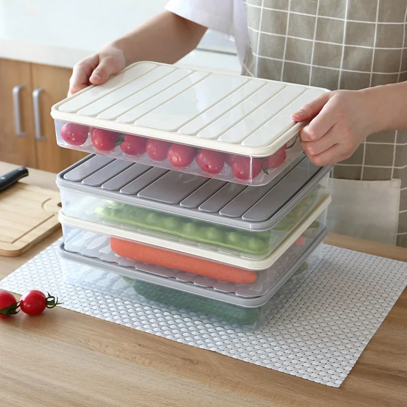 Ящик для хранения холодильника прямоугольный пластиковый с крышкой герметичный