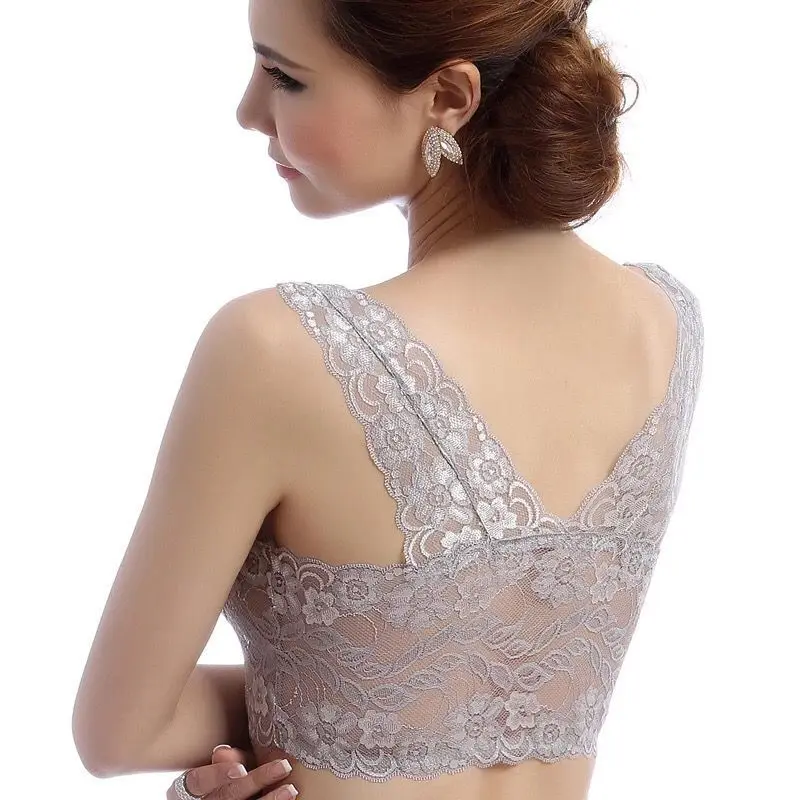 

Sexy bra, breathable and comfortable full lace bound sleeping underwear, women's waistcoat style sports bra without steel ring