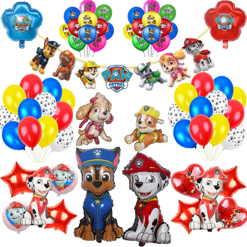 

Paw Patrol Birthday Balloons Tableware Set Chase Marshall Skye Figure Patrulla Canina Party Deco Gifts Accessories For Children