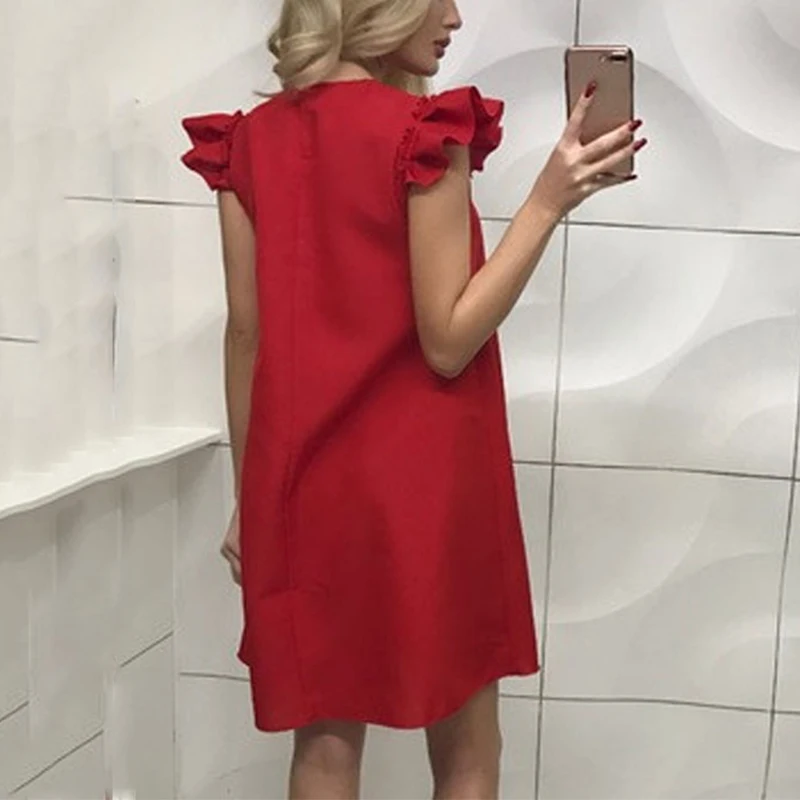 Модное прямое платье с рукавом-бабочкой лето 2020 женские сексуальные