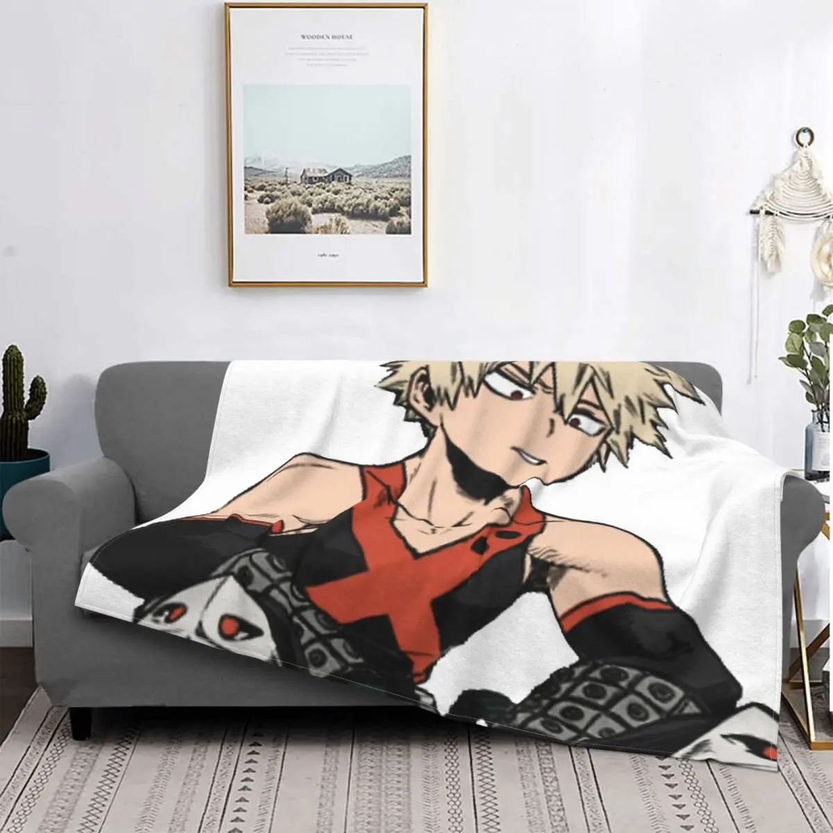

Одеяло Katsuki Bakugo, покрывало, клетчатый диван-кровать, детское клетчатое закрытие, доволен