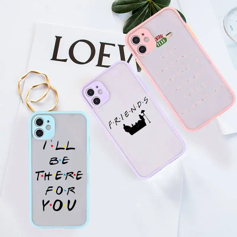 

friends Phone Case Pink matte transparent For iPhone 7 8 x xs xr 11 12 13 pro plus max mini Clear Funda