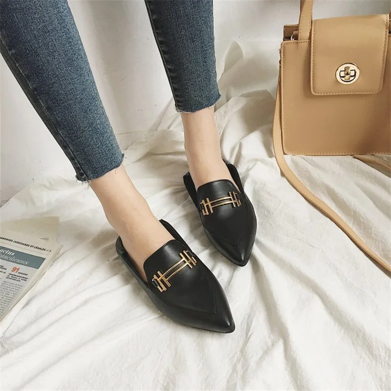 Женские лоферы с металлической пряжкой двухцелевые туфли в стиле ретро 2020 | Обувь