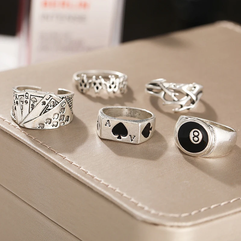 

Spade A Playing Card Ring Set Women Men Accessories Vintage Rings Jewelry Hip Hop