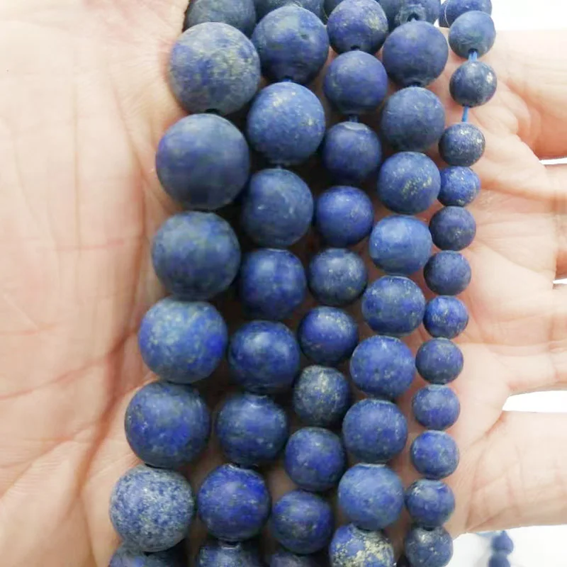 

YHBZRET Natural Stone matte Lapis Lazuli Round Spacer Loose Beads 15" Strand 4 6 8 10 12mm DIY Necklace Bracelet DIY Accessories