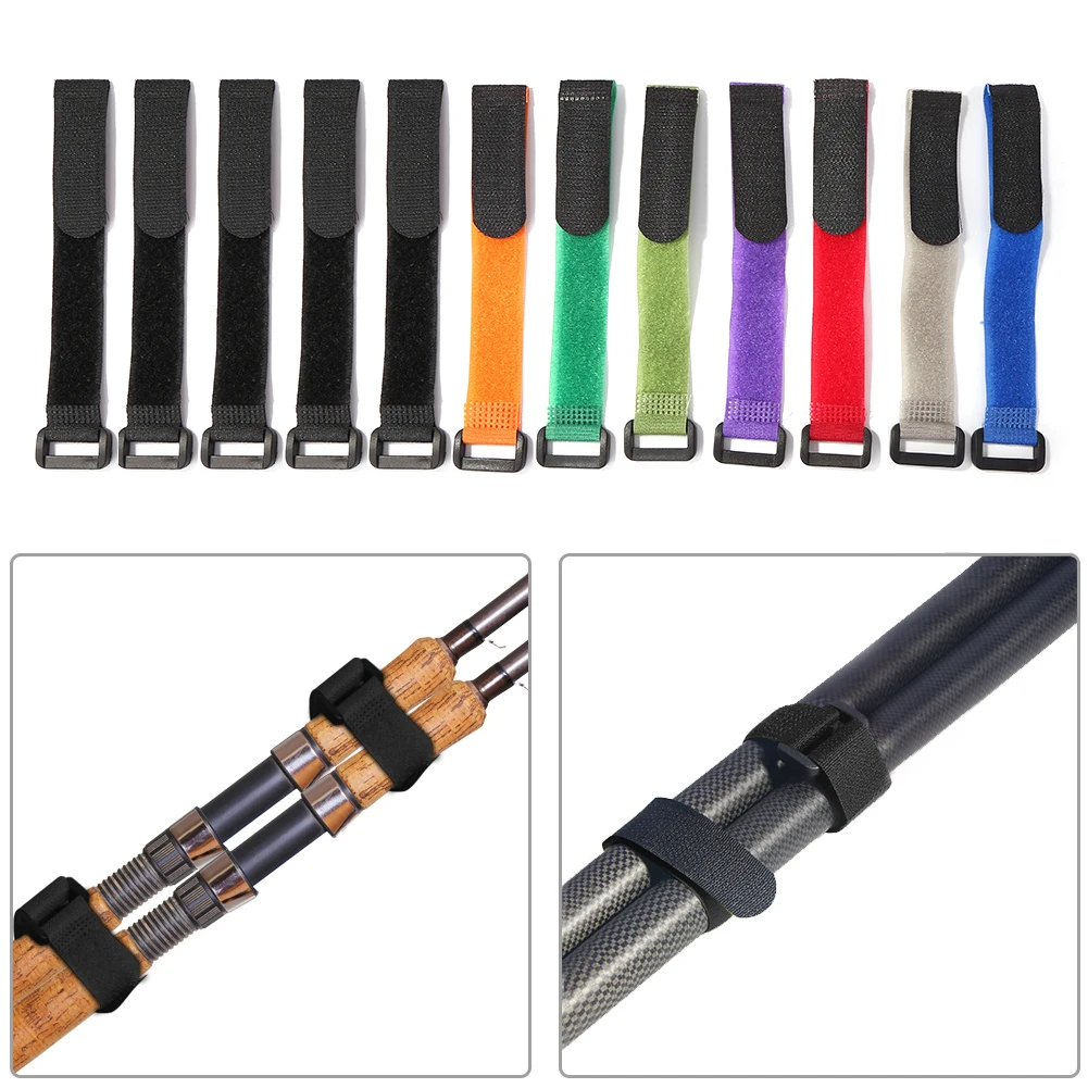

12pcs Fishing Rod Tie Holder Strap Belt Tackle Elastic Wrap Band Pole Holder Fastener Ties Outdoor Fishing Tools Accessories