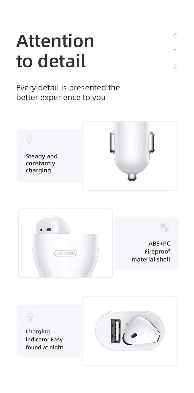 Joyroom CP1 портативный маленький Usb Автомобильное зарядное устройство стерео Bluetooth 5,0 беспроводные наушники Поддержка мобильного телефона Быстрая зарядка