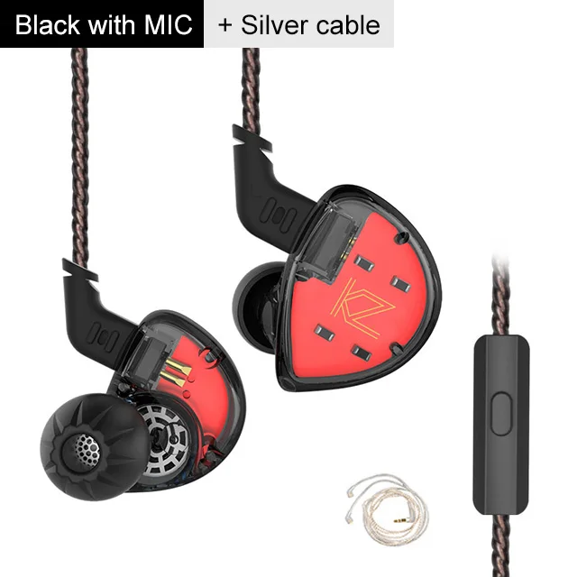 black mic cable KZ ES4 BA+ DD наушники в ухо гибридная гарнитура HIFI бас наушники для KZ ZST ZSN PRO AS10 ZS10 PRO CCA C10 - Цвет: black mic cable