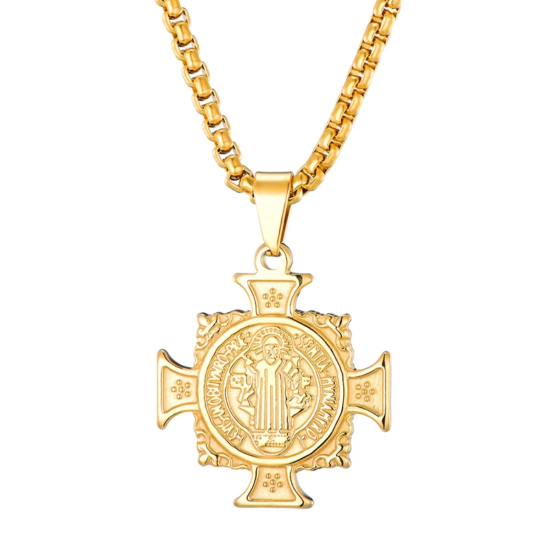 Цепочка мужская католическая с подвеской из нержавеющей стали крестом Иисуса |