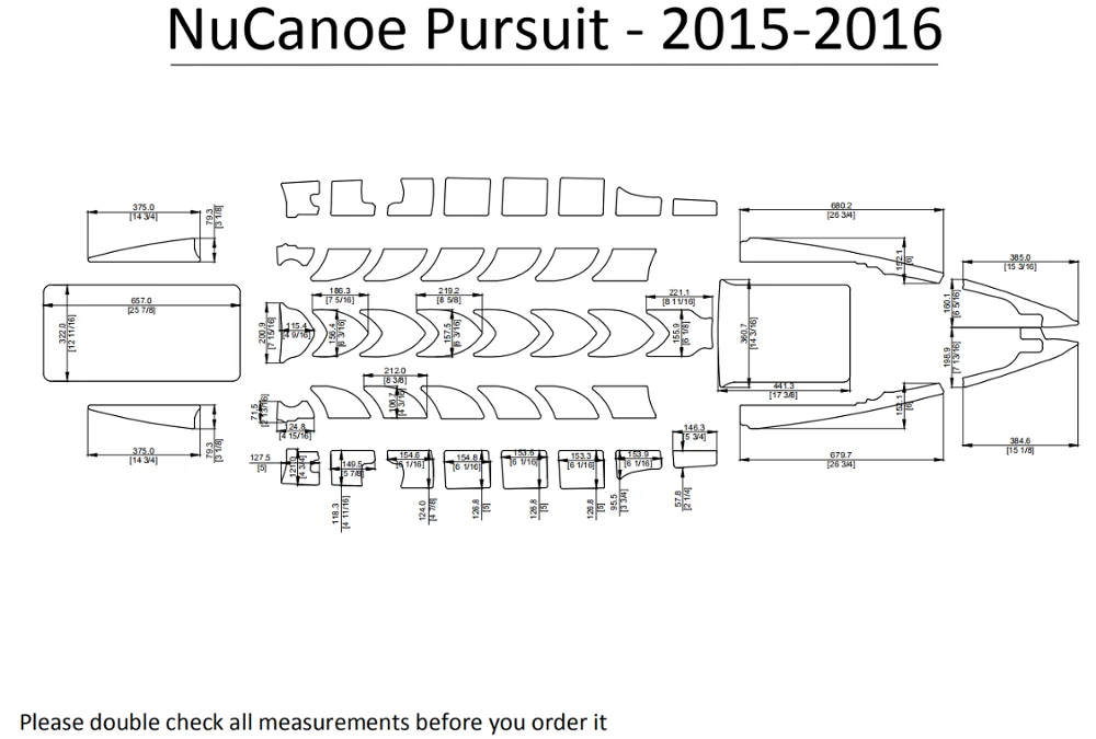 

2015-2016 NuCanoe Pursuit Kayak Boat EVA Decking Mat Pads Kit 1/4"