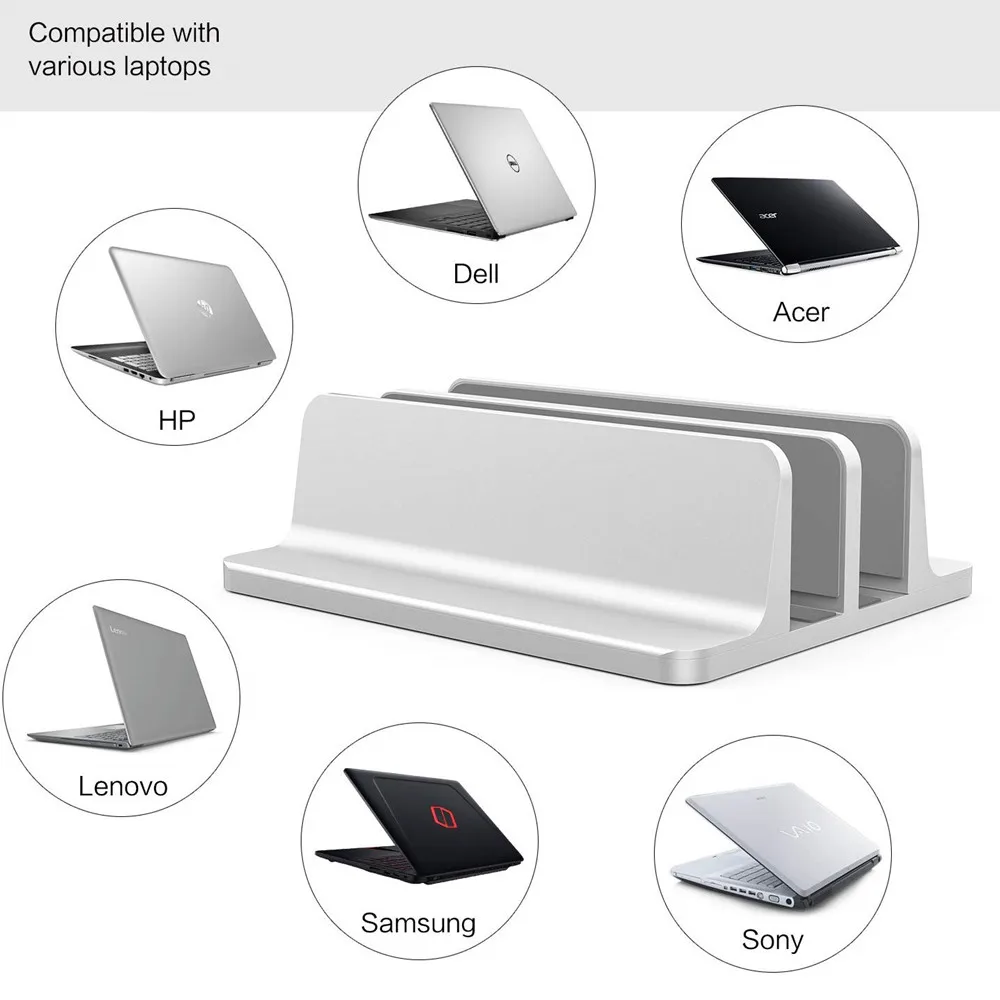 Вертикальная подставка для ноутбука и планшета Macbook Air Pro 13 15 алюминиевая двойная