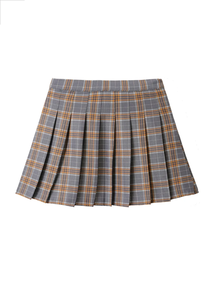 

Summer 2021 new high waist slim pleated skirt short skirt check A-line skirt JK skirt