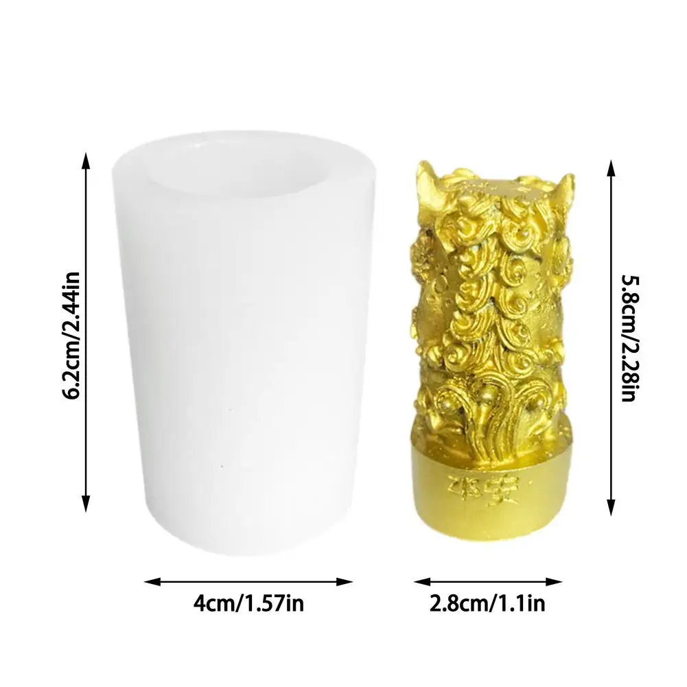 

3D Chinese Lion Statue Silicone Mold Handmade Soap Candle Molds Resin Decoration Fondant Cake Chocolate Mold