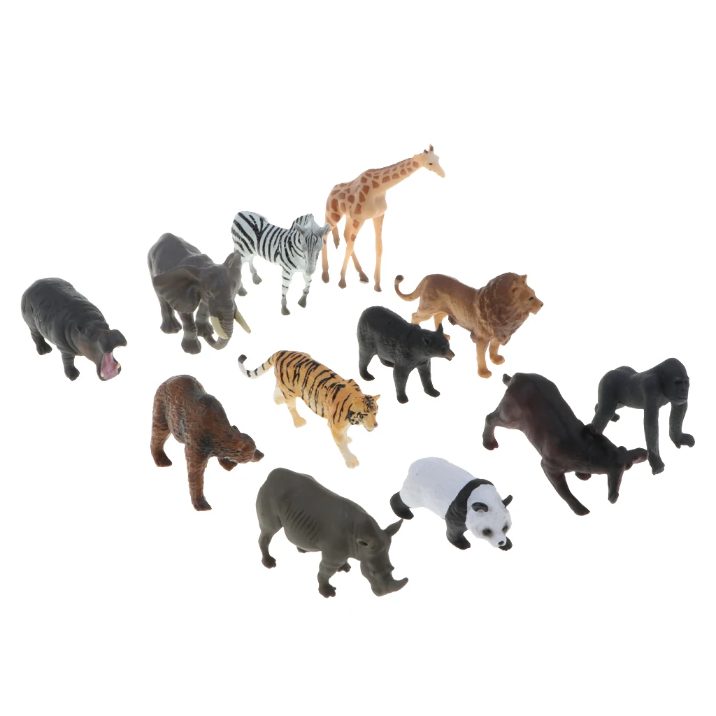 

12pcs Plastic Zoo Animal Wild Animal Animal Play Figures Toys, Including Tiger,