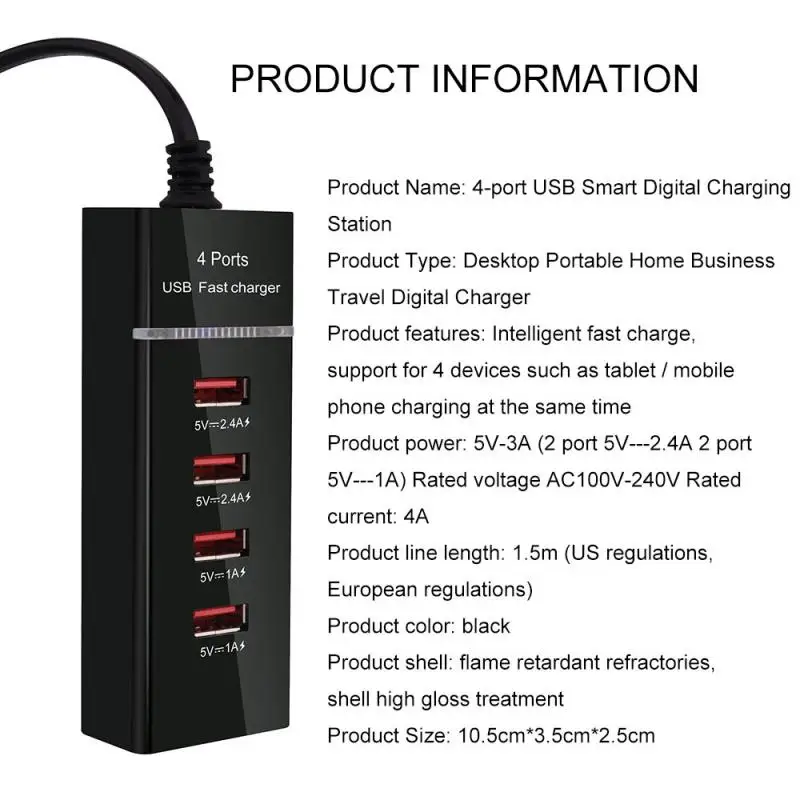 EU/US-Plug USB розетка 15 Вт Быстрое зарядное устройство настенное светодиодное для