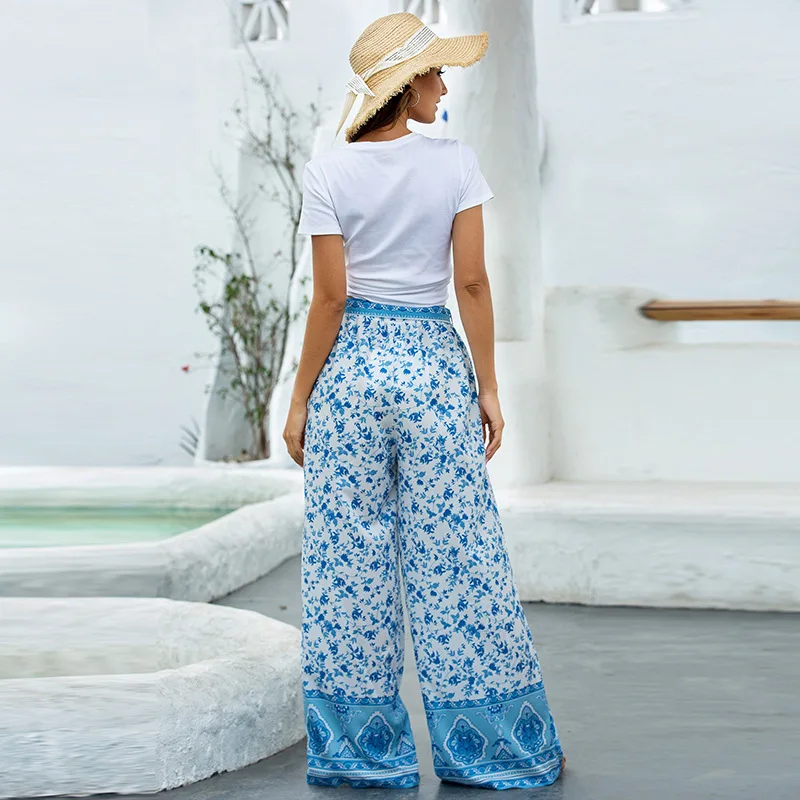 

Plus Size Pants 2020 Women Pants Casual Fashion Flare Pants Pocket Print High Waist Pants
