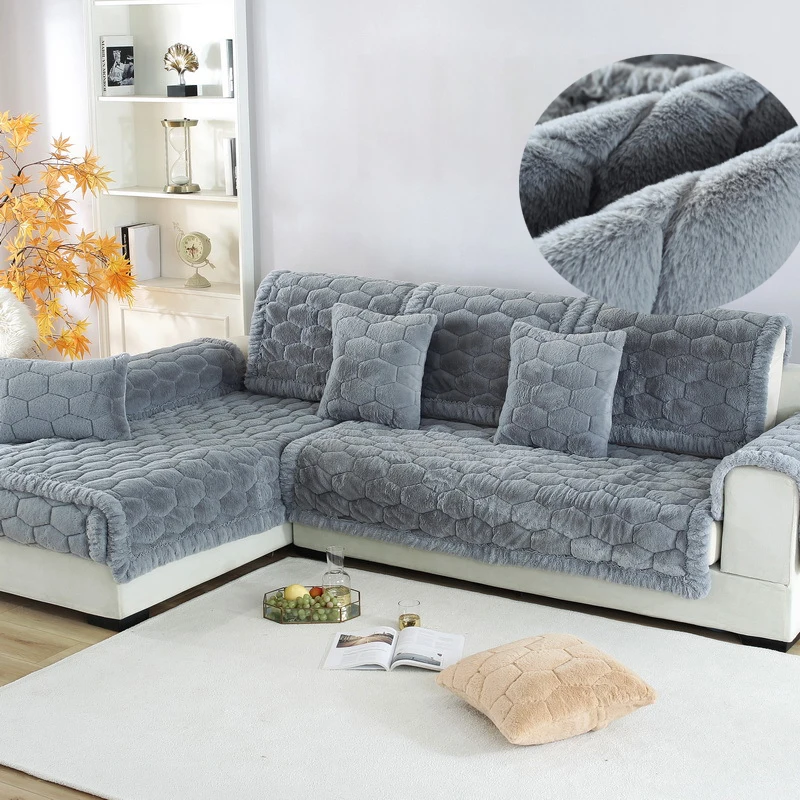 

Новый ограниченный по времени бархатный плюшевый L-образный чехол для дивана для гостиной эластичный Чехол для мебели кушетки растягивающи...