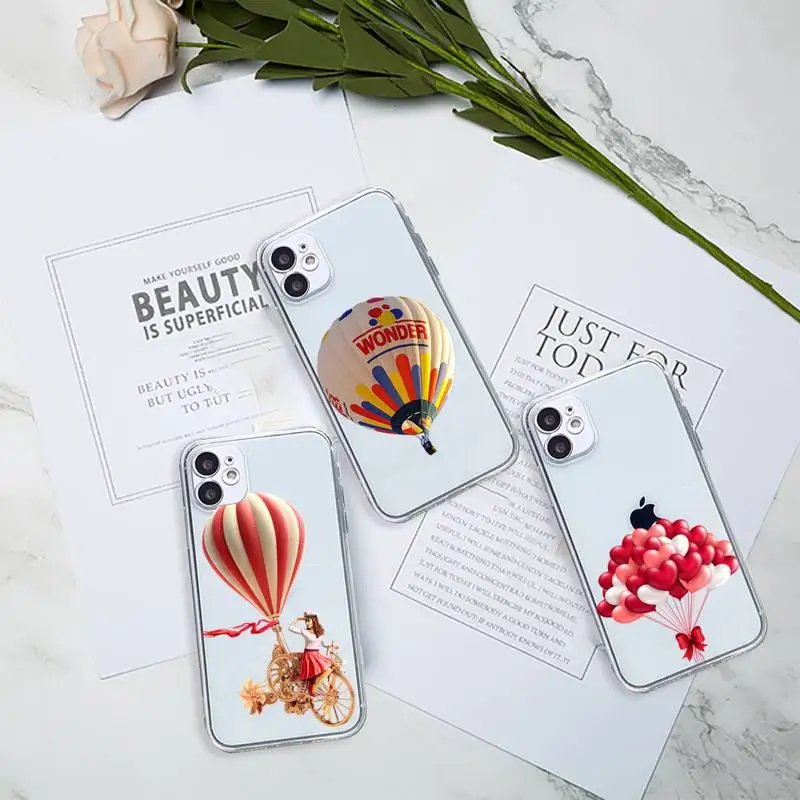 

Love Heart Balloon Fundas Phone Case Transparent for Clear iPhone 11 12 8 7 6 6S Plus X 5S SE 2020 XR mini pro XS MAX