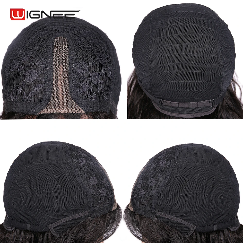 Wignee натуральные волнистые кружевные части короткие парики из человеческих волос