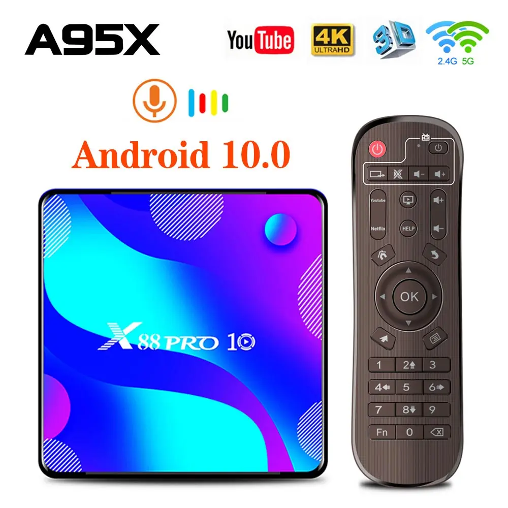 ТВ-приставка Android 10 0 X88 PRO Rockchip RK3318 4 ГБ 32 64 Гб 128 4K Поддержка плеера магазин