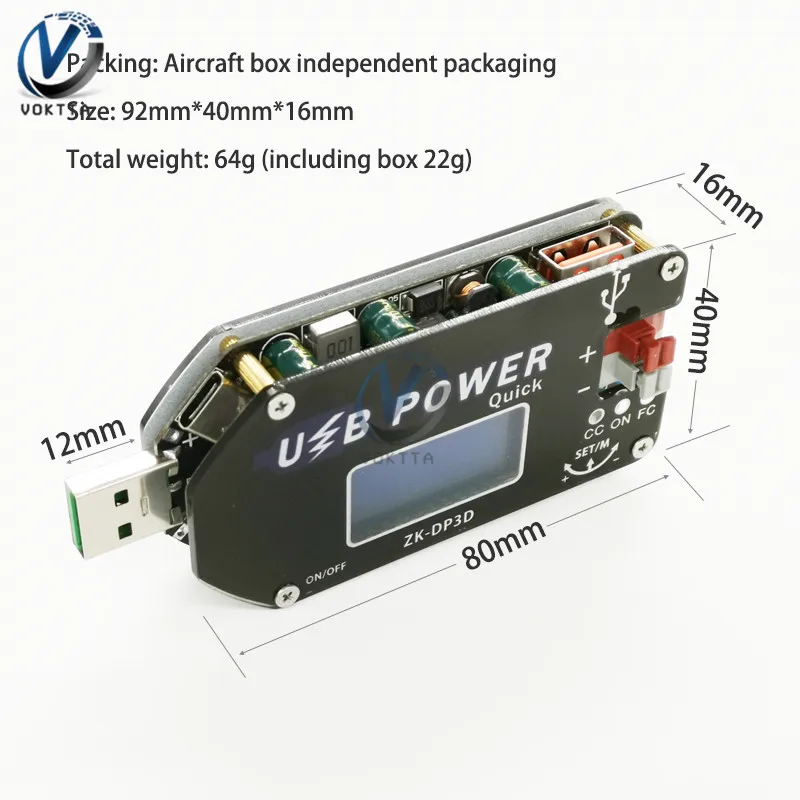 Регулируемый USB-модуль питания с цифровым управлением 2 а/15 Вт источник QC2.0 3 0