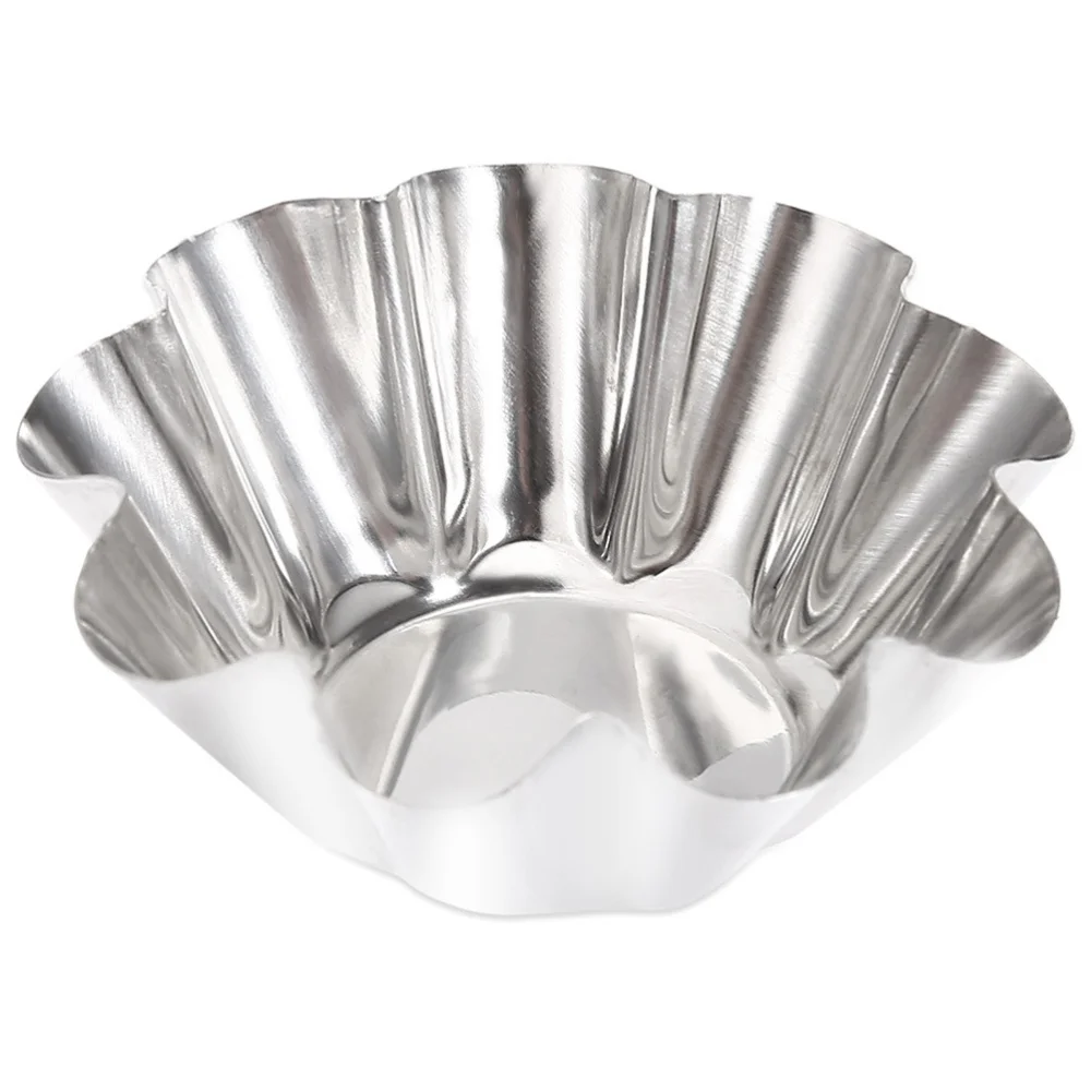 

6pcs Stainless Steel Chrysanthemum Shape Egg Tart Mold Pie & Tart Baking Cup Reusable Tartlet Molds