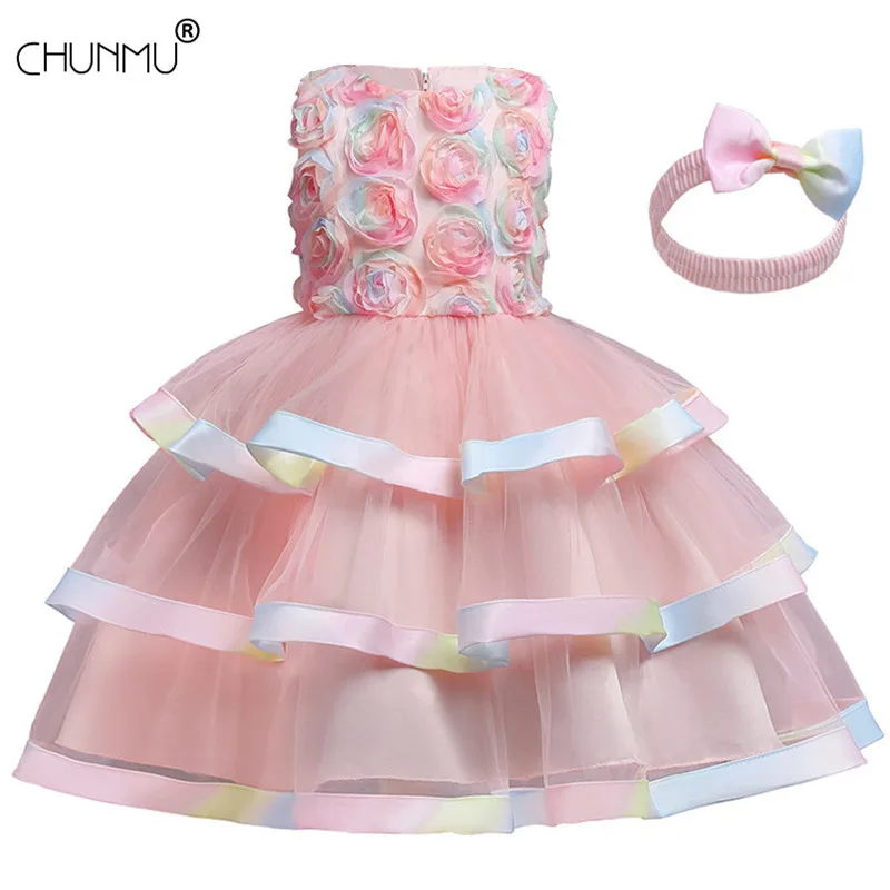 

Baby Girl Tutu Party Gown Flower Girls Dresses for Wedding Pageant Birthday Kids Clothes Princess Tulle Lace Children Costume