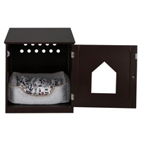 cat litter box enclosure furniture indoor nightstand pet house washroom crate single door sturdy wooden structureus stock