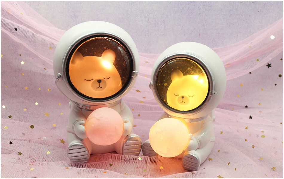Ночной светильник LEDIARY Animal Astronaut, собака, кошка, медведь, украшения, светильник для животных, настольная лампа, теплый белый декор из смолы, светильник ing