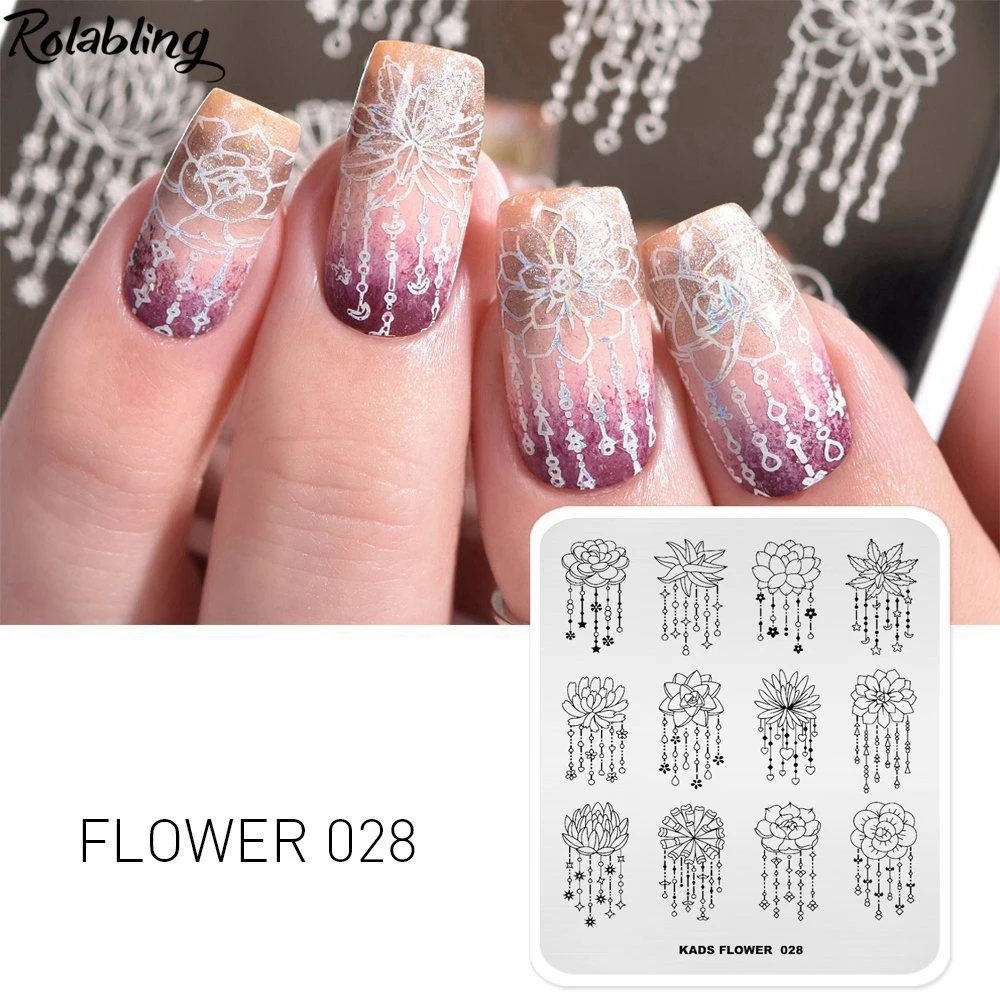 Rolabling пластина для стемпинга нейл-арта цветочный узор маникюр шаблон изображения